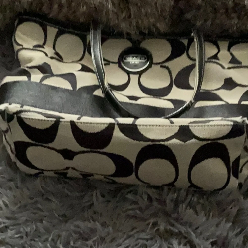 Coach Legacy Stripe Black and Taupe Signature Tote F17433